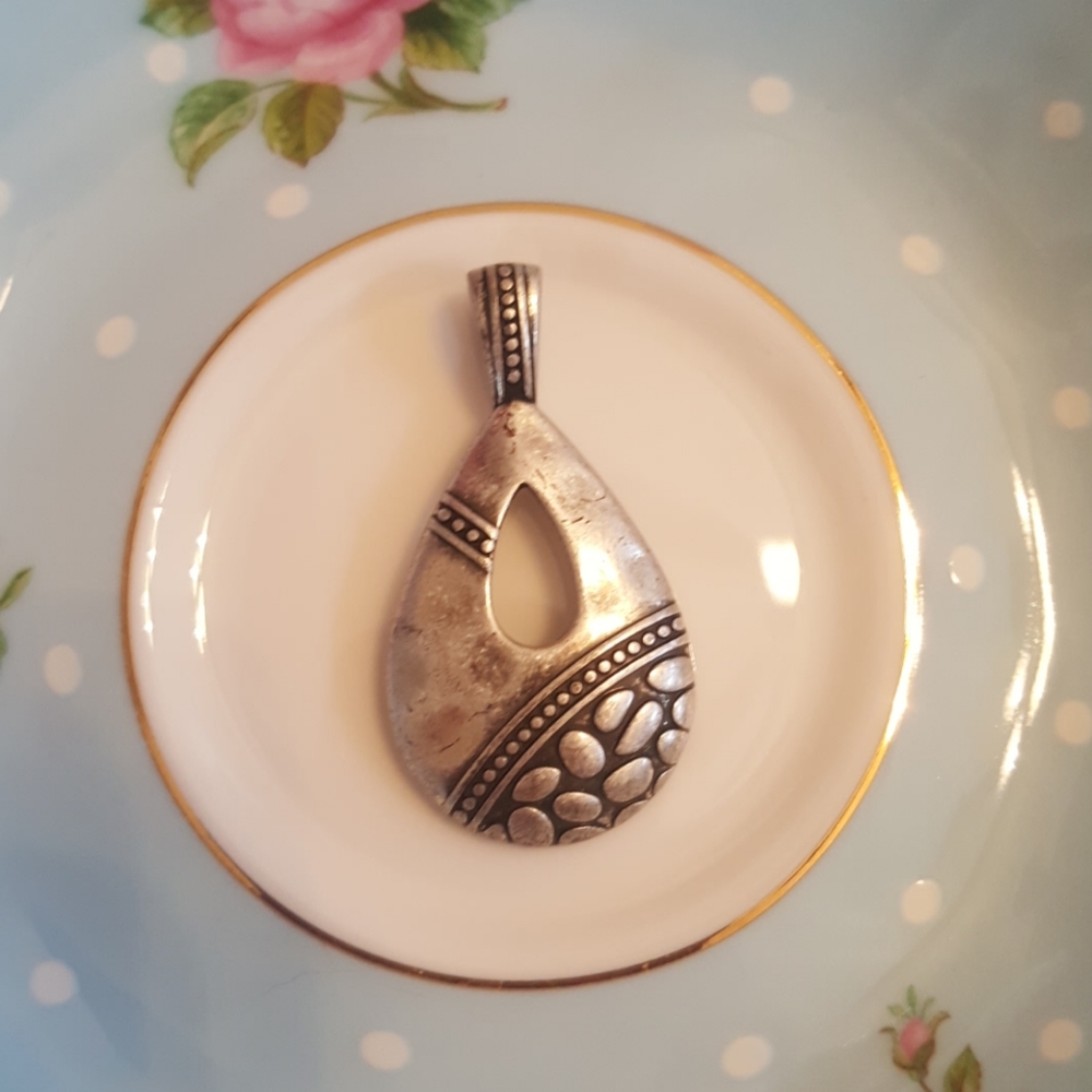 COPY - Lia Sophia hammered silver necklace pendant slide